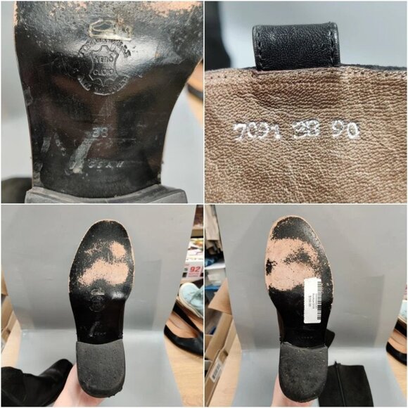 JIGSAW UK Western Zipper Boots Floral Embossed Black Suede Leather Size 38 US 7 - Picture 14 of 16